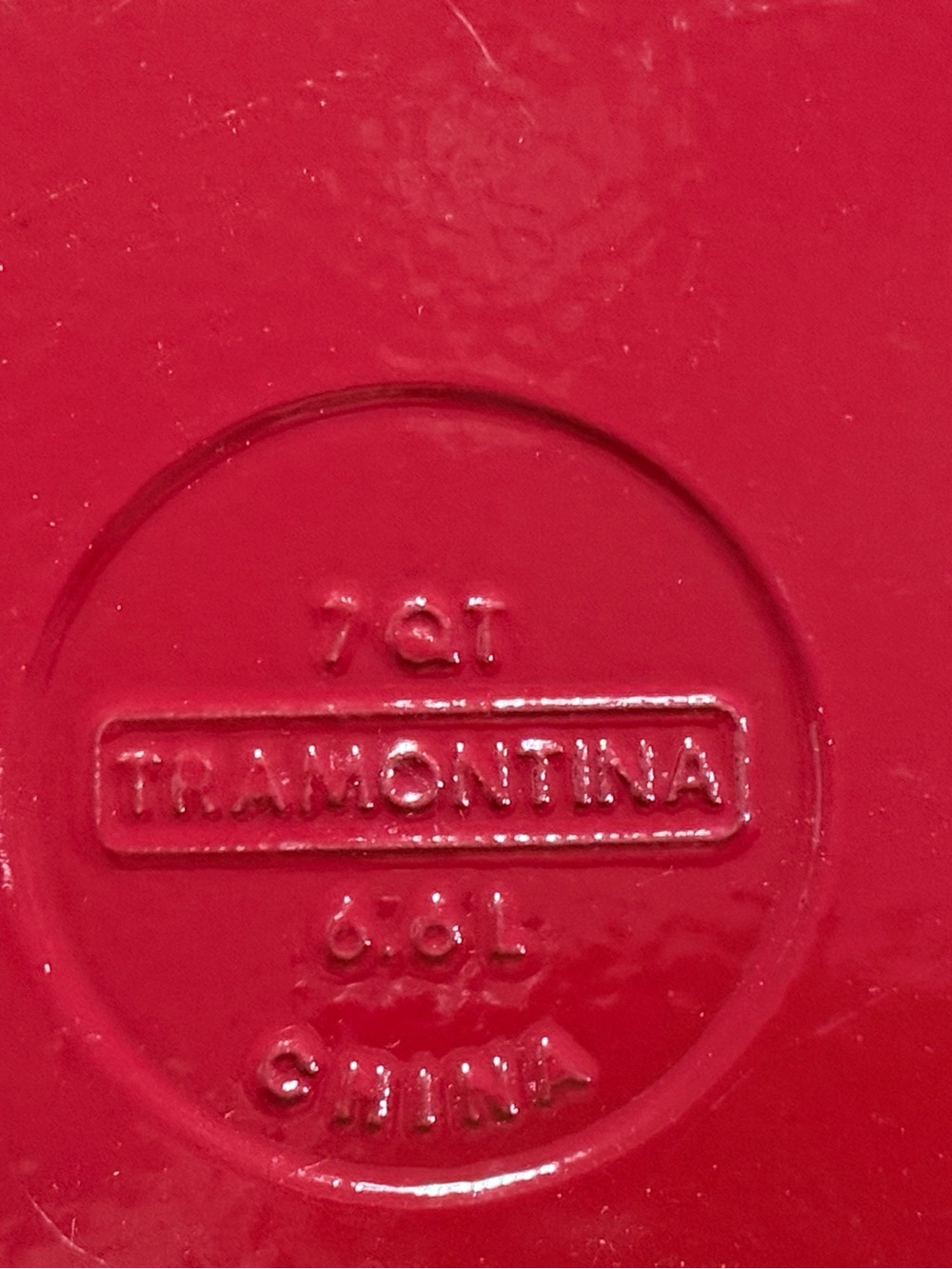 Tramontina 7 Qt Red Enameled Cast Iron Dutch Oven Pot w Lid EUC - Picture 3 of 4